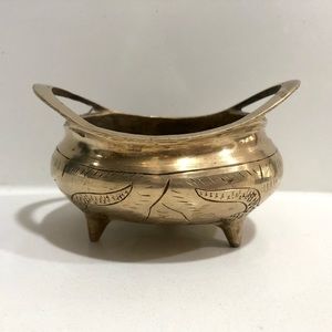 Vintage Brass Incense Three Legged Censer Pot